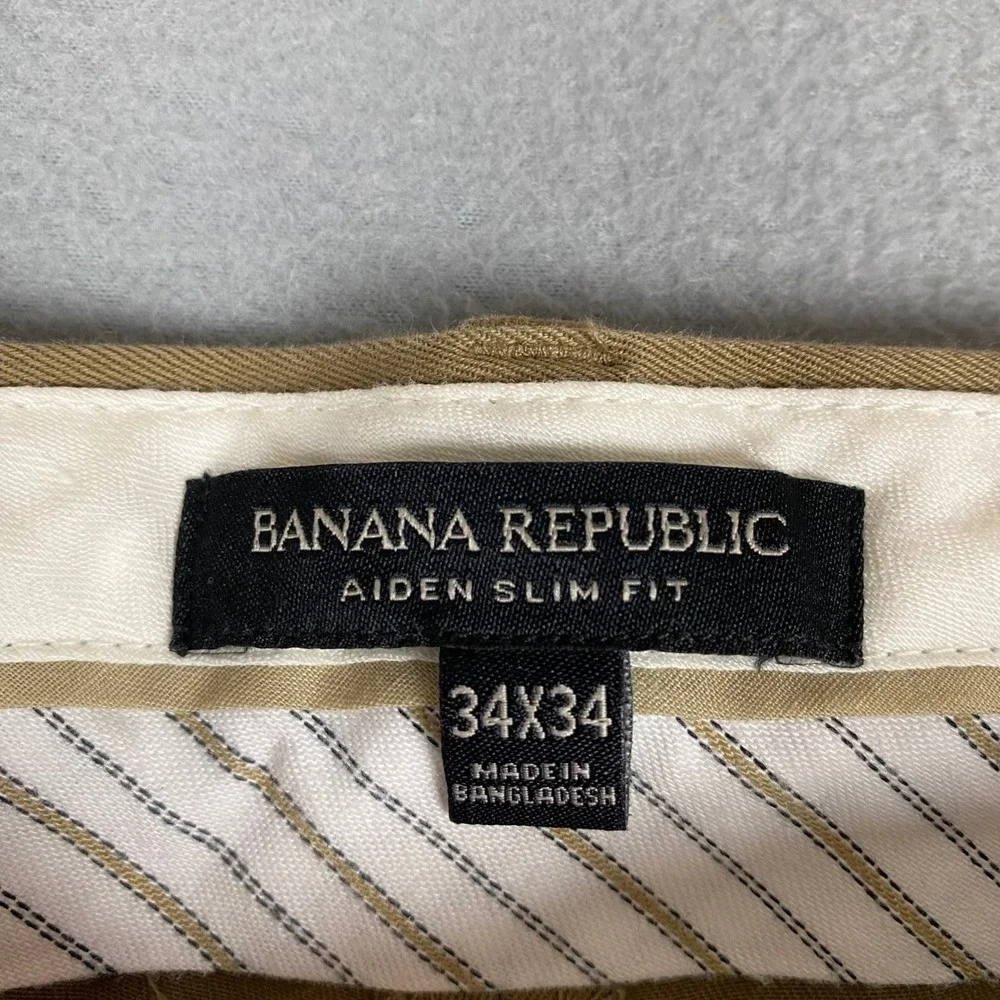 Banana Republic Aiden Slim Fit Stretch Chino Pants Mens 34 Khaki Tan